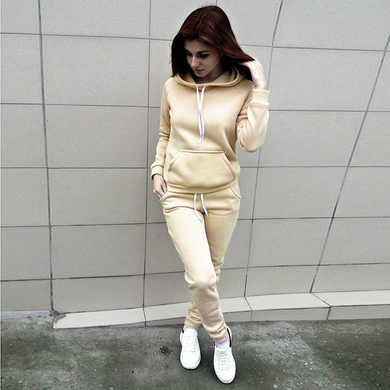Damen Hausanzug-Set aus weichem Fleece mit Kapuzenpullover und Jogginghose Drune