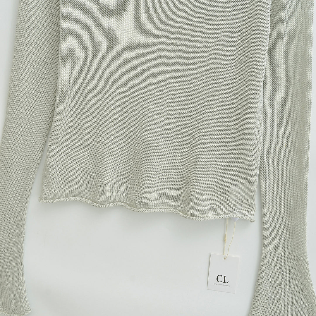 Damen Leichtes Feinstrick-Longsleeve mit ausgestellten Trompetenärmeln Drune