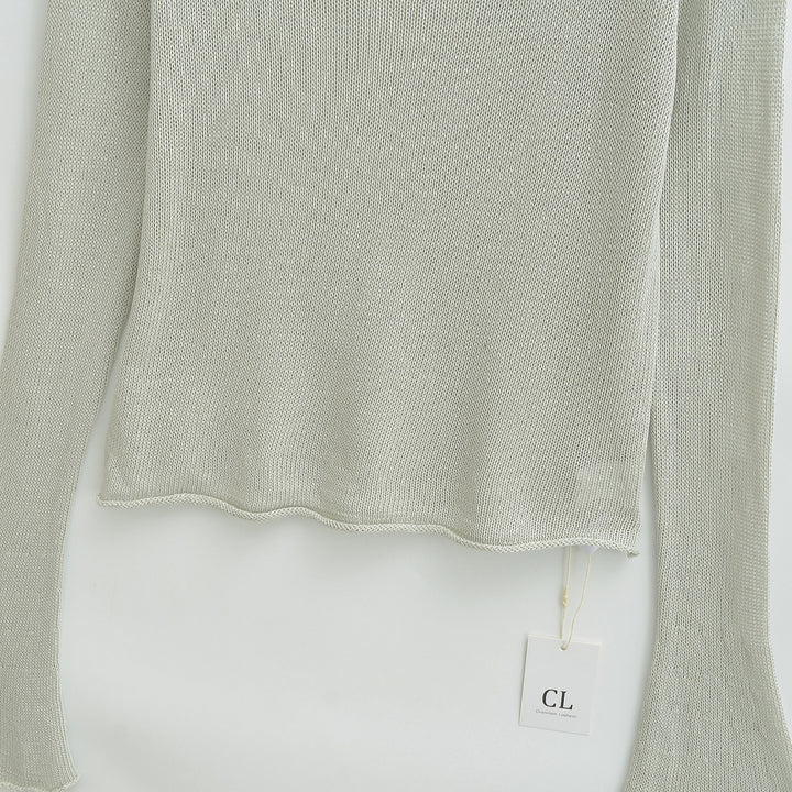 Damen Leichtes Feinstrick-Longsleeve mit ausgestellten Trompetenärmeln Drune