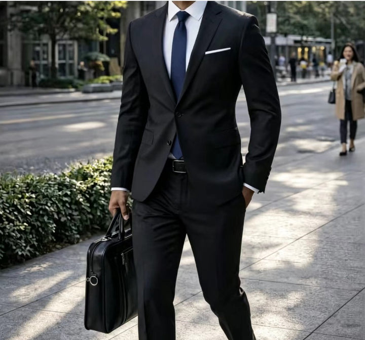 Herren Zweiteiliger Slim-Fit Businessanzug mit tailliertem Revers und schlanker Anzughose Drune