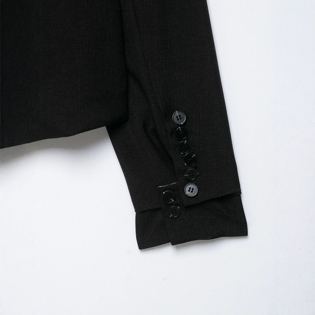 Damen Cropped-Blazer mit asymmetrisch geschnittenem Vorderteil und klassischem Revers Drune