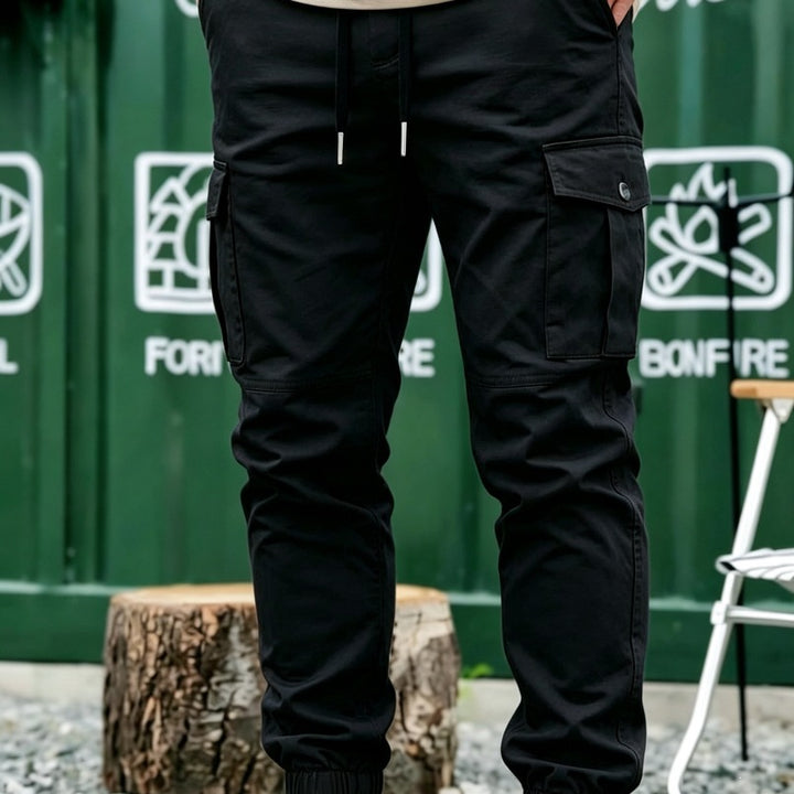 Herren Tapered Cargo-Jogginghose mit Tunnelzug, elastischen Bündchen & Mehrfachtaschen Drune