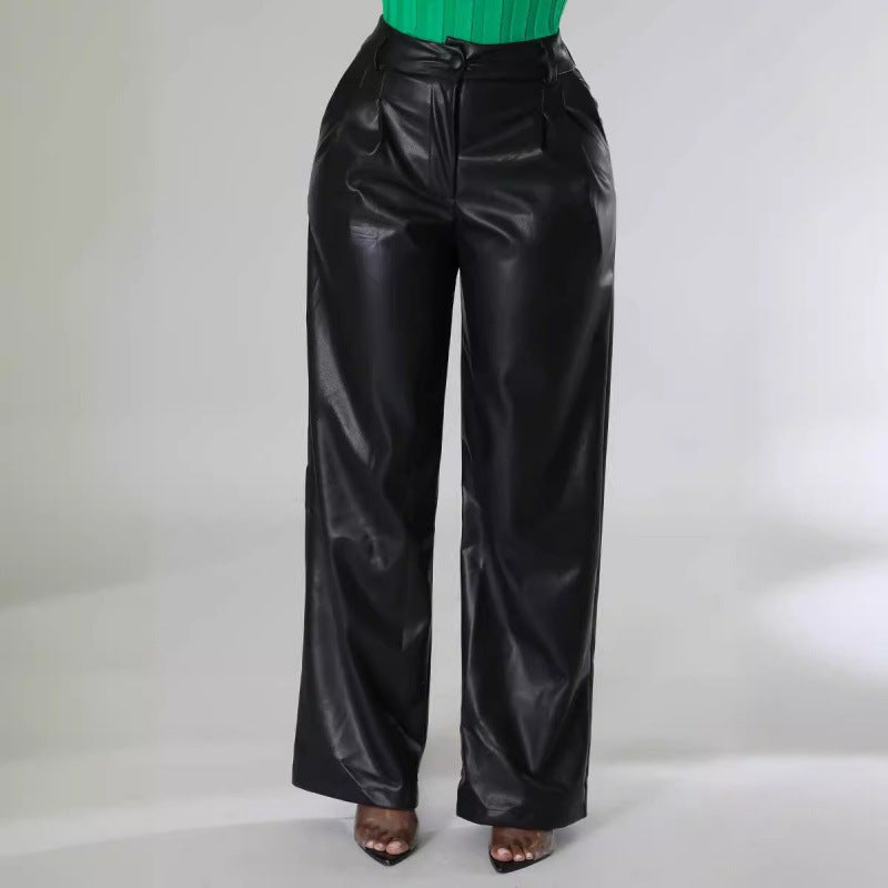 Damen Elegante und stilvolle Kunstlederhose Drune