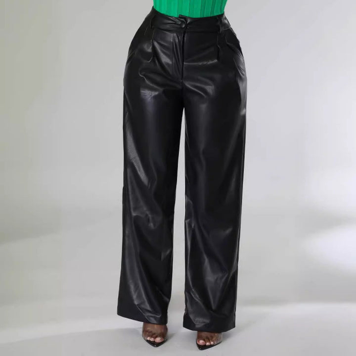 Damen Elegante und stilvolle Kunstlederhose Drune