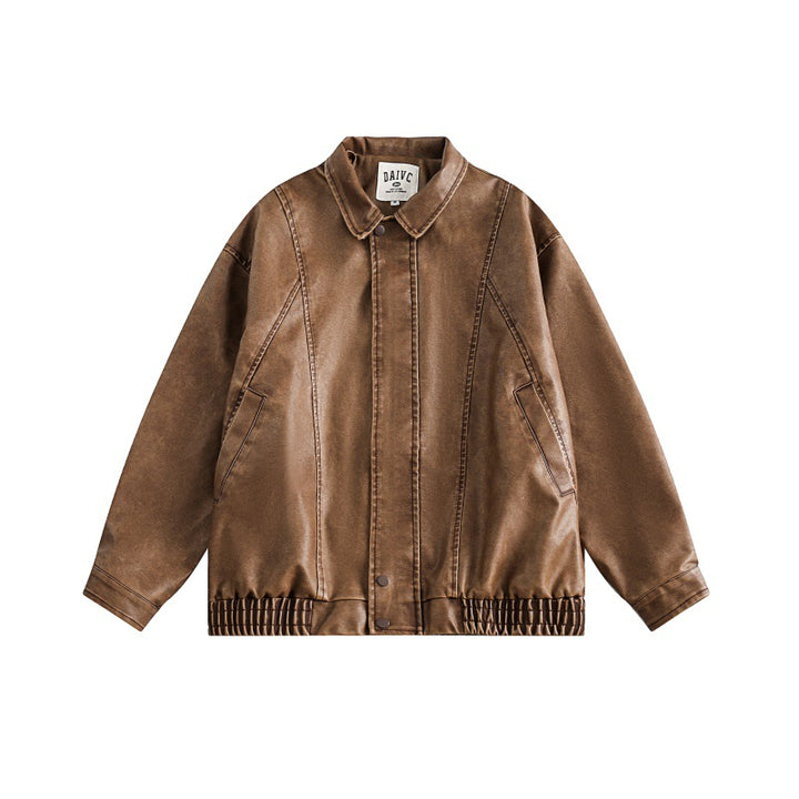 Unisex Boxy-Überhemdjacke im Vintage-Suede-Look mit elastischem Saum und verdeckter Druckknopfleiste Drune