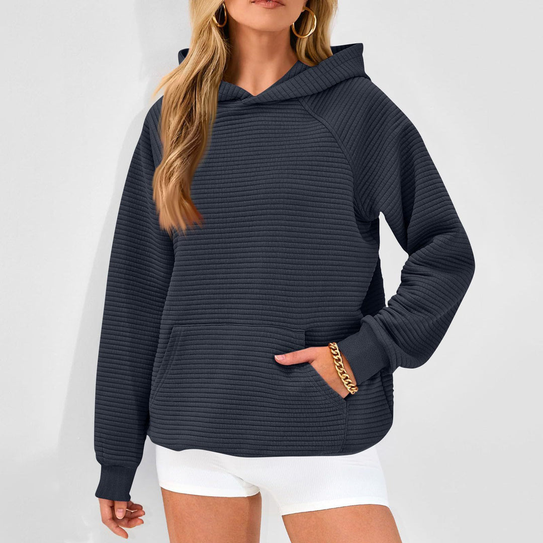 Damen modischer Kapuzenpullover mit strukturiertem Oberflächenmuster Drune