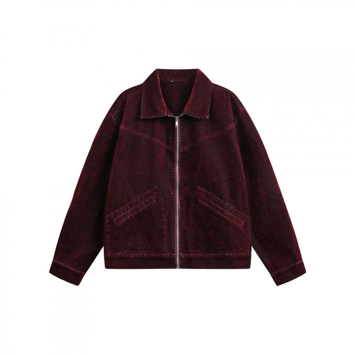 Herren Kastige Cord-Blousonjacke mit Metallreißverschluss, Hemdkragen und schrägen Eingrifftaschen Drune