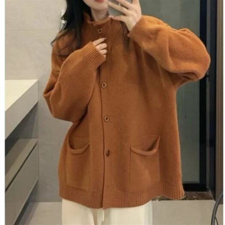 Damen kuschelige Strickjacke mit modernen Taschen Drune