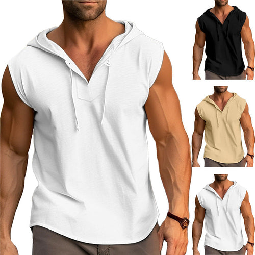 Herren ärmelloses Trainingsshirt mit praktischem Kapuzen-Design Drune