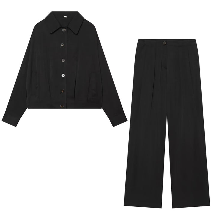 Damen Hochtaillierte Palazzo-Hose mit Bundfalten und seitlichen Eingrifftaschen Drune