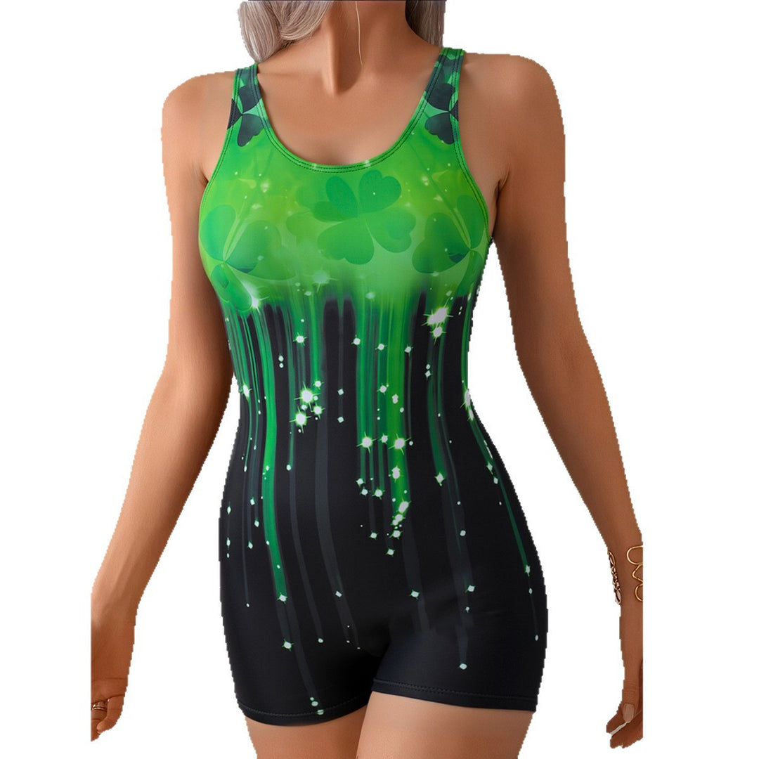 Damen Sportlicher Einteiler Badeanzug mit dynamischem Farbverlauf Drune