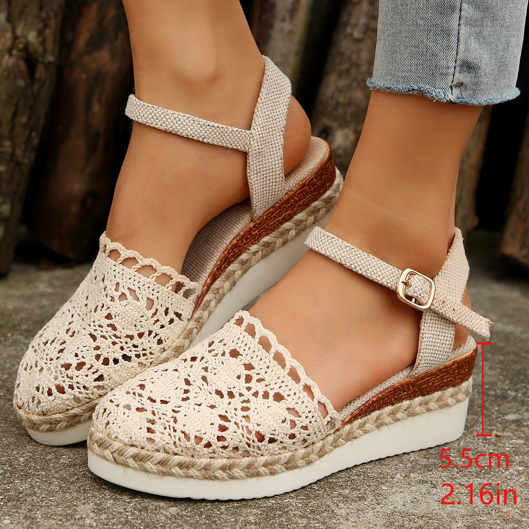 Damen Häkel-Ankelriemen-Espadrilles Drune