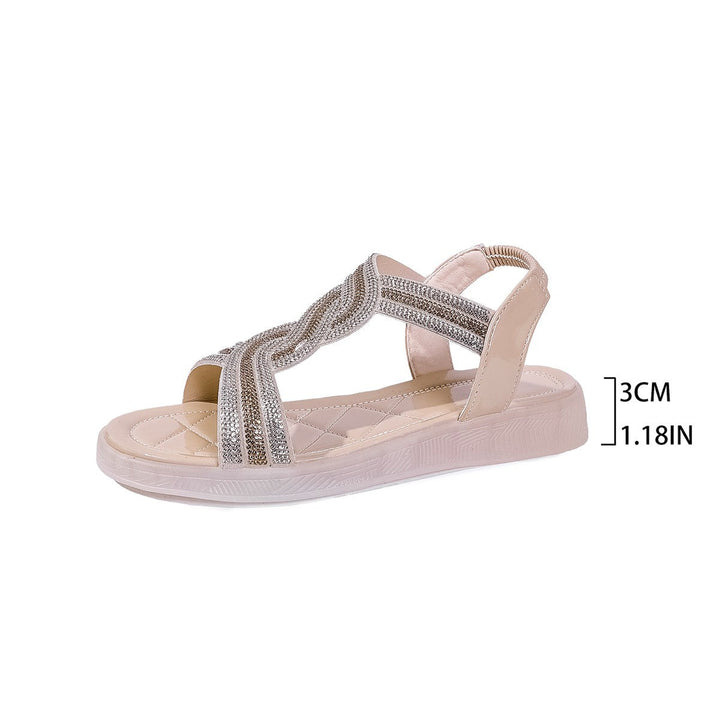 Damen Sportliche Sandalen mit funkelnden Riemchen und flexibler Sohle Drune