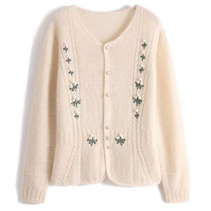 Damen Strickjacke mit floralen Stickereien Drune