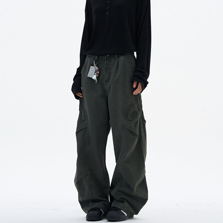 Damen weite Cargo-Hose im Baggy-Stil mit Utility-Taschen Drune