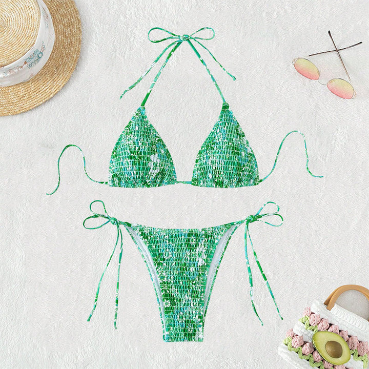 Damen Triangel-Bikini mit verspieltem Blumenmuster Drune