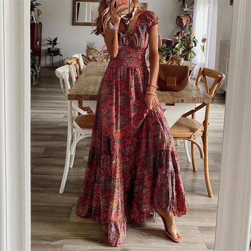 Damen Maxikleid mit verspieltem Schnitt und elastischen Details Drune