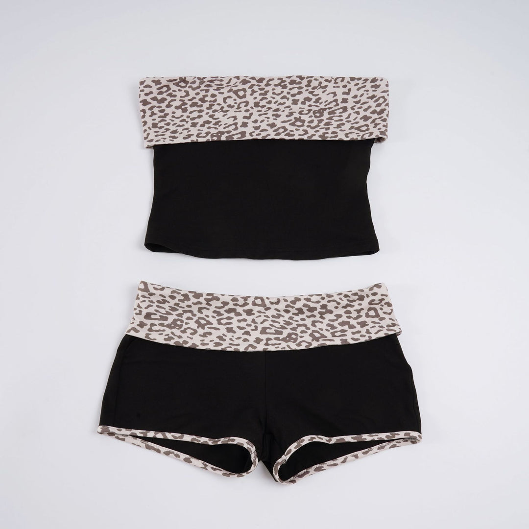 Damen sportliches Bikiniset mit trendigem Leopardenmotiv und elastischem Bund Drune