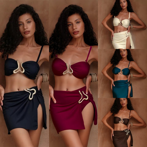 Damen Bikiniset mit elegantem Wickelrock und modischem Design Drune