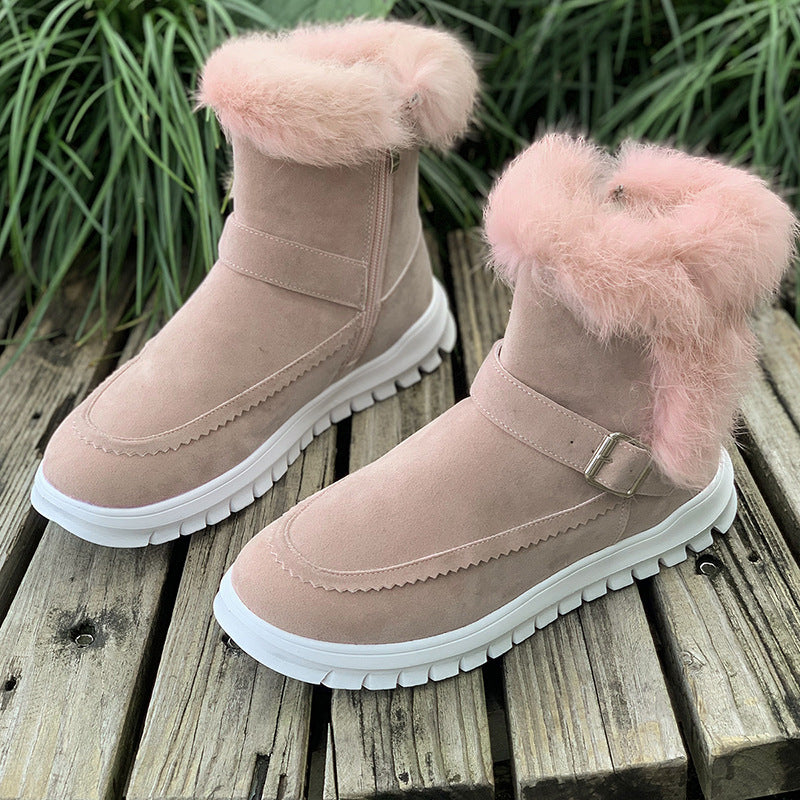 Damen Warmfutter-Stiefel mit modischem Fellbesatz Drune