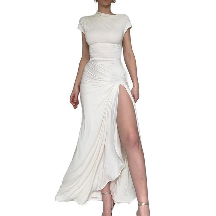 Damen Elegantes Maxikleid mit asymmetrischem Schnitt und dekorativer Drapierung Drune