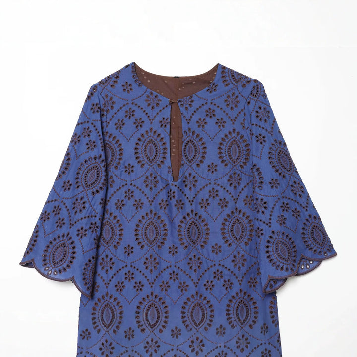 Damen Bestickte Broderie-Anglaise Tunika mit Ajour-Details Drune