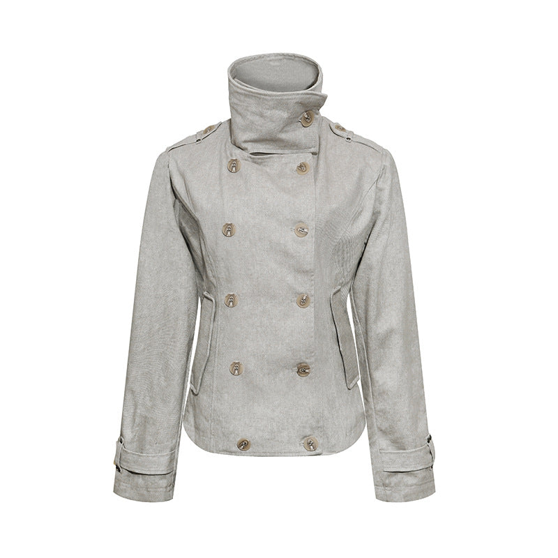 Damen Kurze Doppelreihige Cabanjacke mit Stehkragen und Taillierung Drune