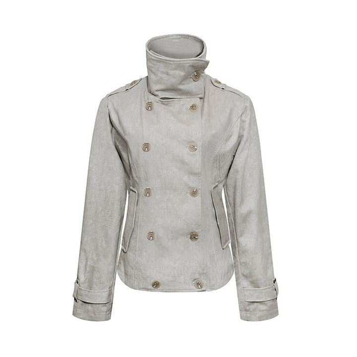 Damen Kurze Doppelreihige Cabanjacke mit Stehkragen und Taillierung Drune