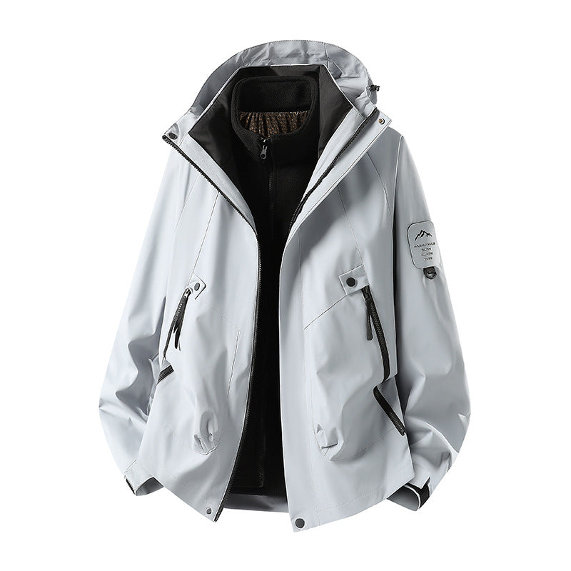 Herren Zwei-in-eins Wetterschutzjacke mit abnehmbarer Steppweste und verstellbarer Kapuze Drune