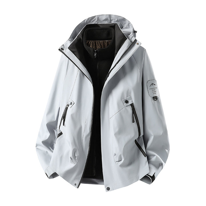 Herren Zwei-in-eins Wetterschutzjacke mit abnehmbarer Steppweste und verstellbarer Kapuze Drune