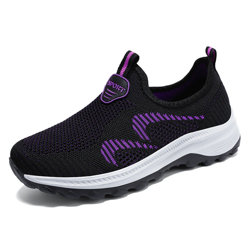 Damen nan leichter atmungsaktiver Strick-Slip-On Sneaker mit stoßdämpfender EVA-Zwischensohle und griffiger Profilaußensohle Drune