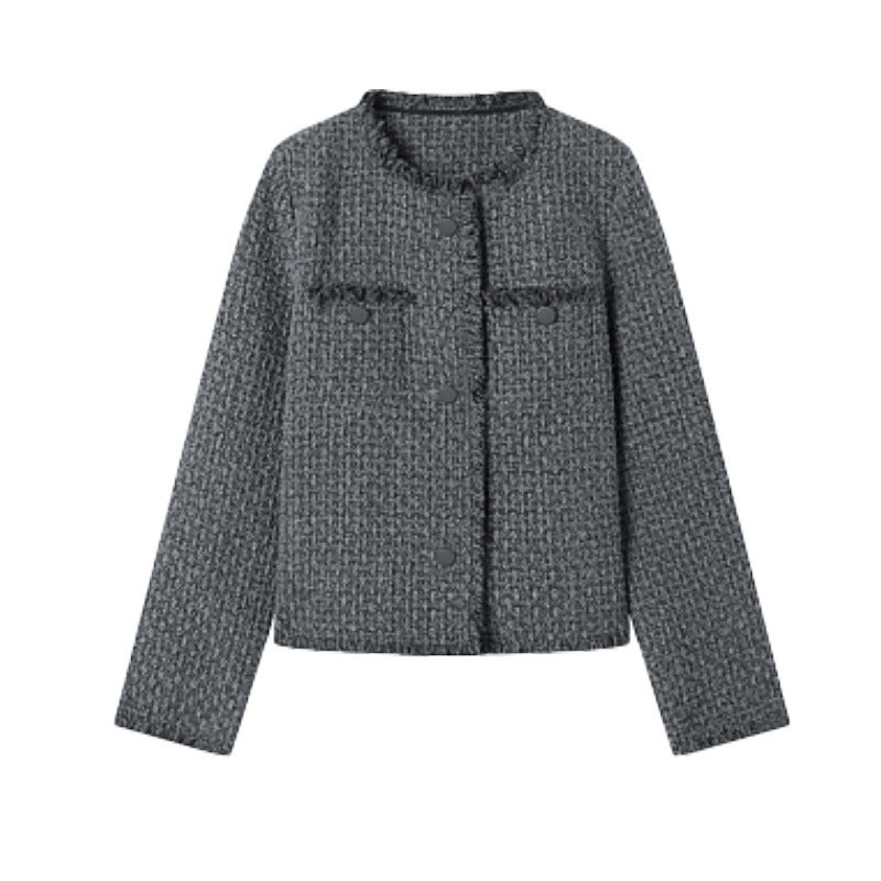 Damen modischer Bouclé-Blazer mit elegantem Schnitt und Taschen Drune