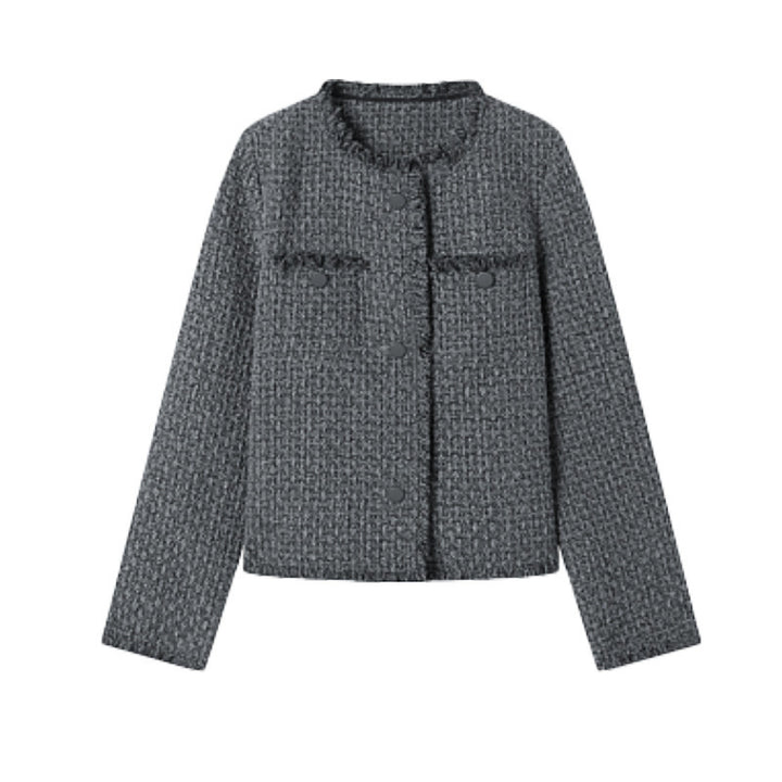 Damen modischer Bouclé-Blazer mit elegantem Schnitt und Taschen Drune