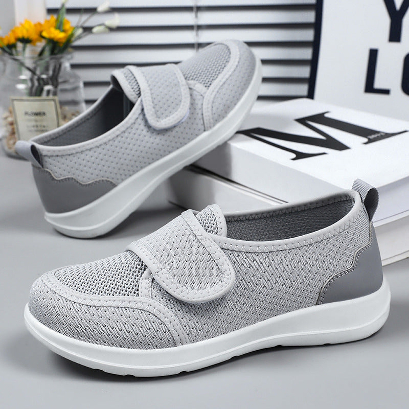 Damen Bequeme Slip-On Sneakers mit verstellbarem Klettverschluss und atmungsaktiver Obermaterial Drune