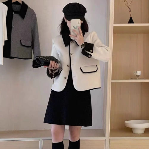 Damen elegante Kurzjacke mit kontrastierenden Details Drune