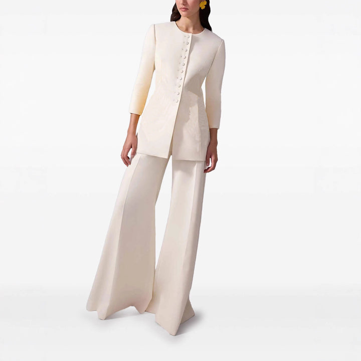Damen Hochtaillierte Palazzo‑Hose mit weitem Bein und Bügelfalte Drune