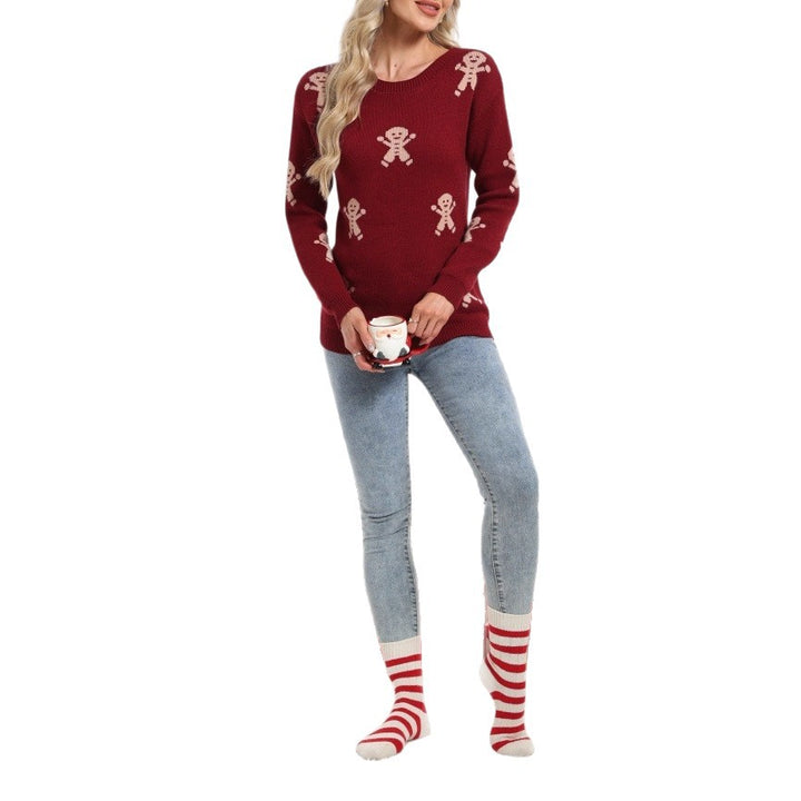 Damen Strickpullover mit festlichem Lebkuchenmotiv und weitem Schnitt Drune
