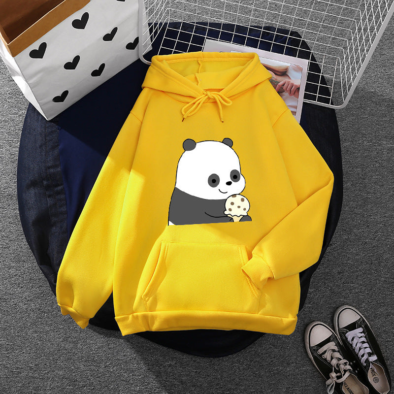Damen nan oversized Kapuzenpullover im Streetstyle mit weichem Fleece-Innenfutter, Kängurutasche und farbenfrohem Cartoon-Katzen-Planet-Print Drune