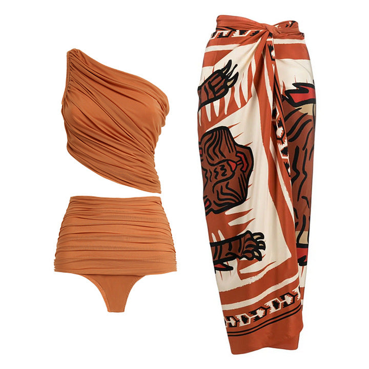 Damen modisches Zweiteiler Bikini-Set mit eleganter Wickelrock Drune