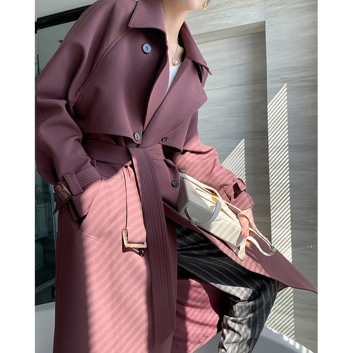Damen Trenchcoat mit doppelter Knopfleiste und Taillengürtel Drune