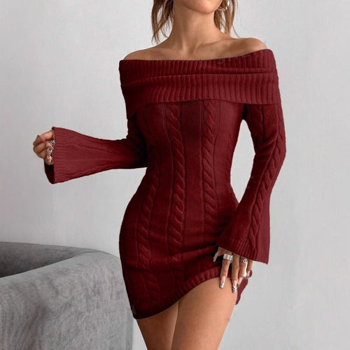 Damen Strickkleid mit Off-Shoulder Design Drune