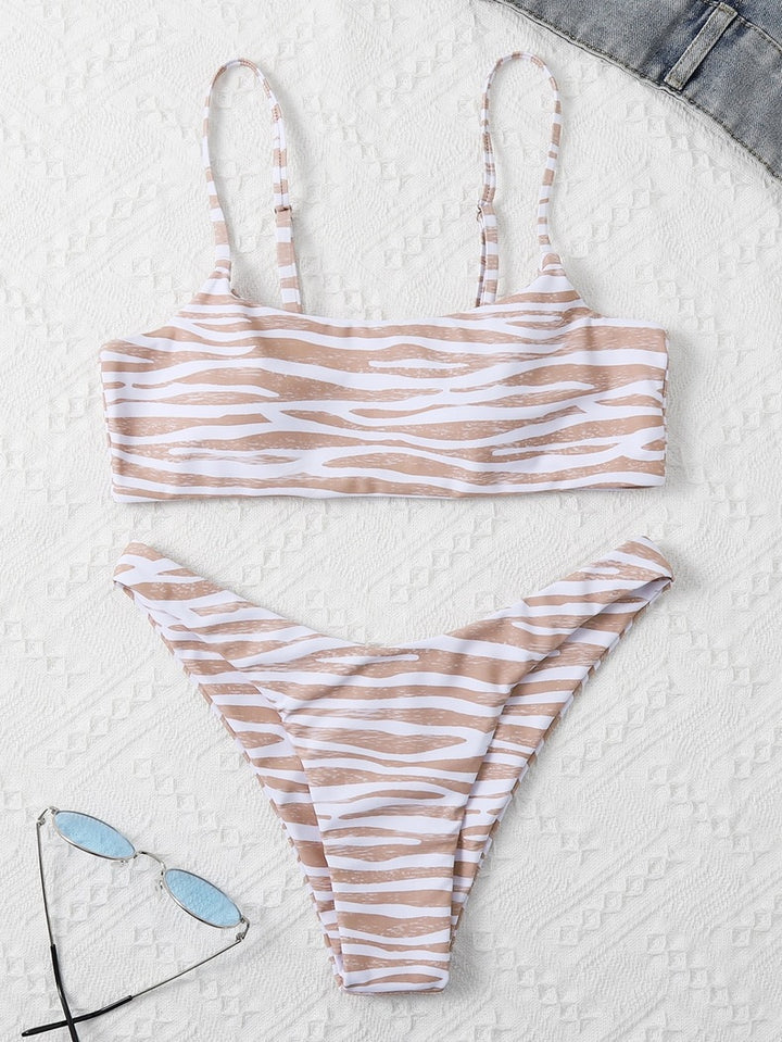 Damen Triangel-Bikini-Set mit sportlichem Design und verstellbaren Trägern Drune
