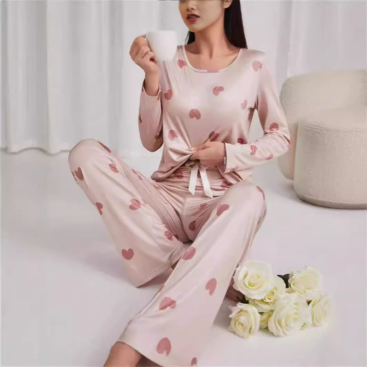 Damen Satin Pyjama Set Drune