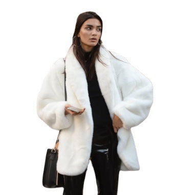 Damen Oversized Kunstpelzjacke mit voluminösen Ärmeln Drune