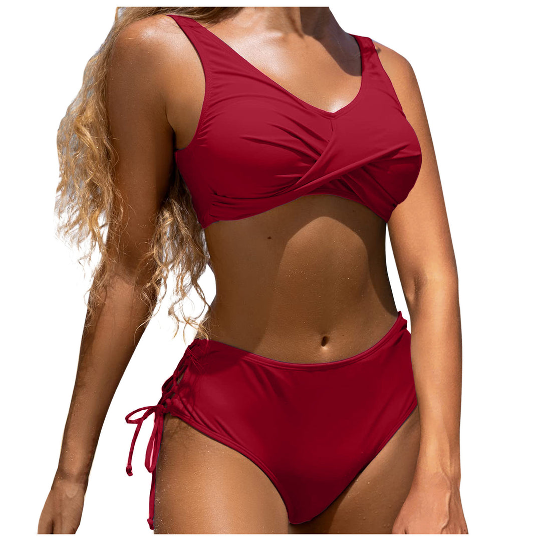 Damen Hochgeschnittener Bikinitop mit verstellbaren Trägern und dezentem Wickel-Design Drune