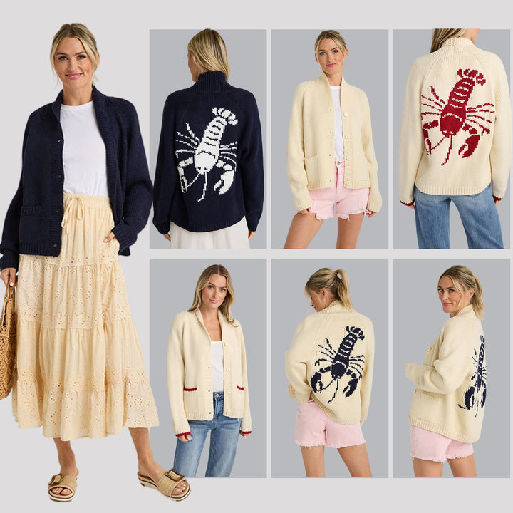 Damen Grobstrick Rollkragenpullover mit Hummer-Intarsie und lässiger Oversize-Passform Drune