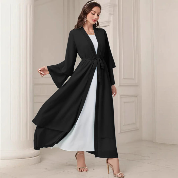 Damen Elegante lange Kimono-Jacke aus fließendem Stoff mit weitem Schnitt Drune
