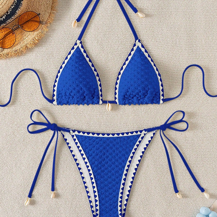 Damen Triangel-Bikini mit zarten Muschelverzierungen Drune