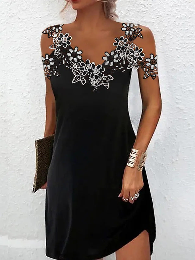 Damen Elegantes Kleid mit Spitzenbesatz Drune