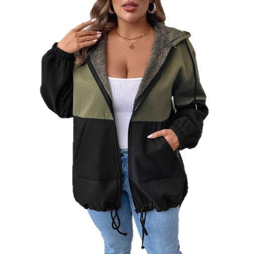 Damen lässige Übergangsjacke mit doppellagigem Fleece und verstellbarem Saum Drune